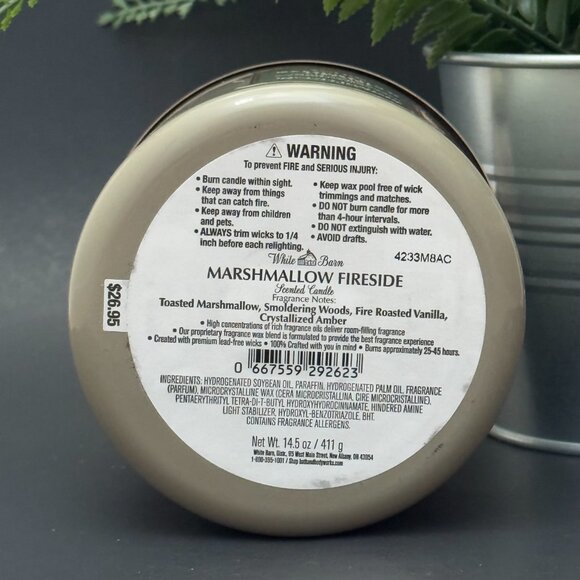BBW Marshmallow Fireside White Barn Bath & Body Works 3 Wick Candle - Picture 9 of 10